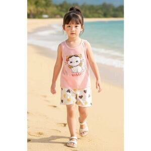 Girls Short Sets Lot Of 5 Each Set Have Different Graphics Size 3T